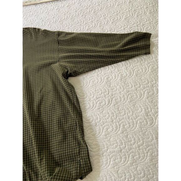 TAPEMEASURE Vintage Houndstooth Tunic Olive Green Boat Neck Lagenlook Size L - Picture 6 of 9
